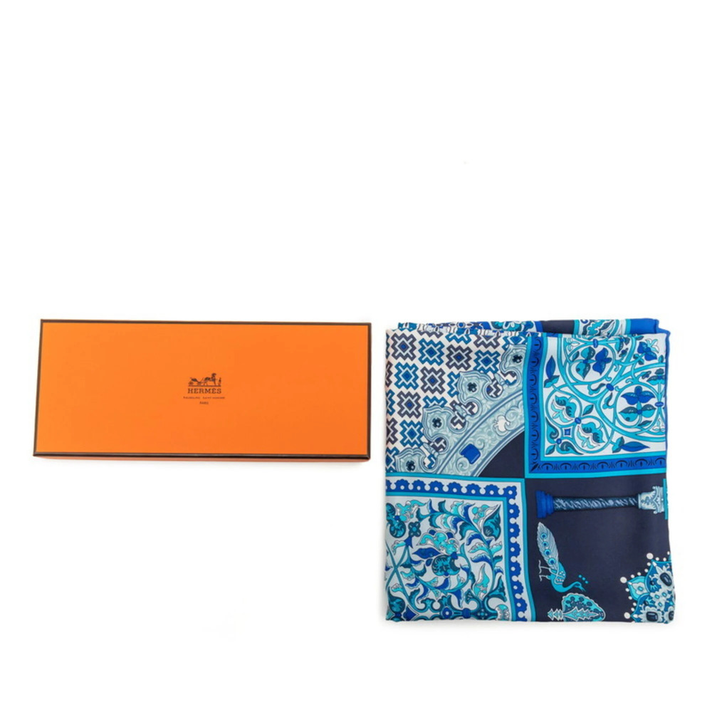 HERMES Blue Silk Scarf - Picture 9 of 9